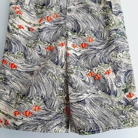 LANDS END Swim Board Shorts Waves & Fish Pattern Kids Sz L - Picture 5 of 11